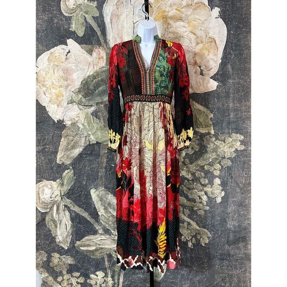 New Anthropologie We Select Dresses Bhanuni by Jyoti Patterned Maxi Dress Size 0 - Picture 8 of 9